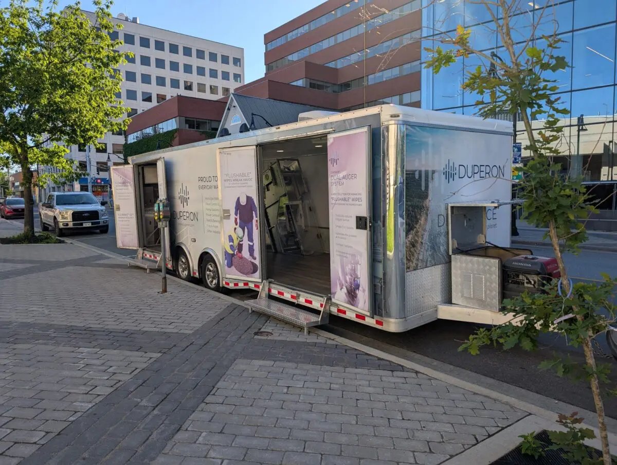 Duperon demonstration trailer visiting Atlantic Canada to showcase wastewater screening and solids handling equipment.